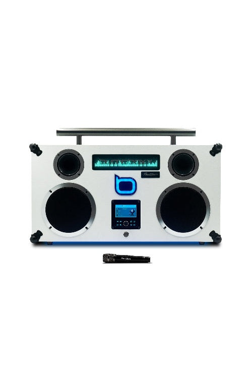 White Bumpboxx Freestyle Pro speaker with microphone